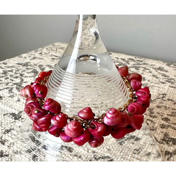 Vintage Bracelet Pink Shell 7" - Picture 5 of 12